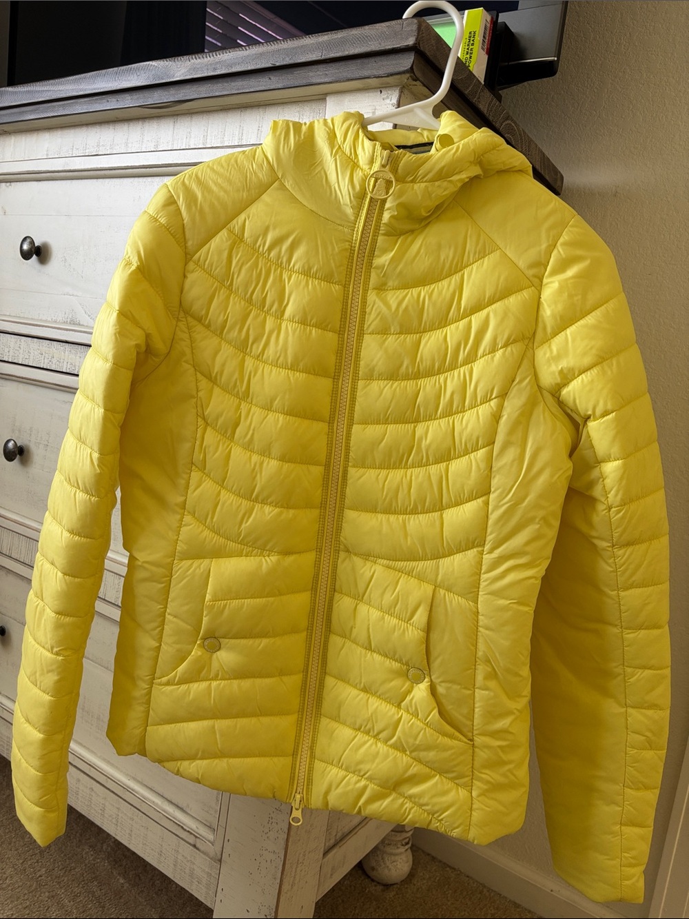 Barbour Kids Yellow Quilted Hooded Puffer Jacket
